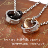 Limited edition [Treasure Chest] Pair Necklace ♪ Stainless Steel Couple's Necklace Black x Pink Gold
