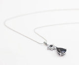 Limited Edition "Treasure Chest" Cubic Zirconia Necklace with Floral Motif, Clear x Black, Platinum Finish