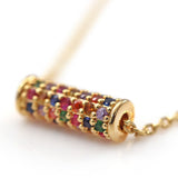 Limited Edition [Treasure Chest] Cute Necklace with Colorful Cubic Zirconia, Stylish Gold Finish