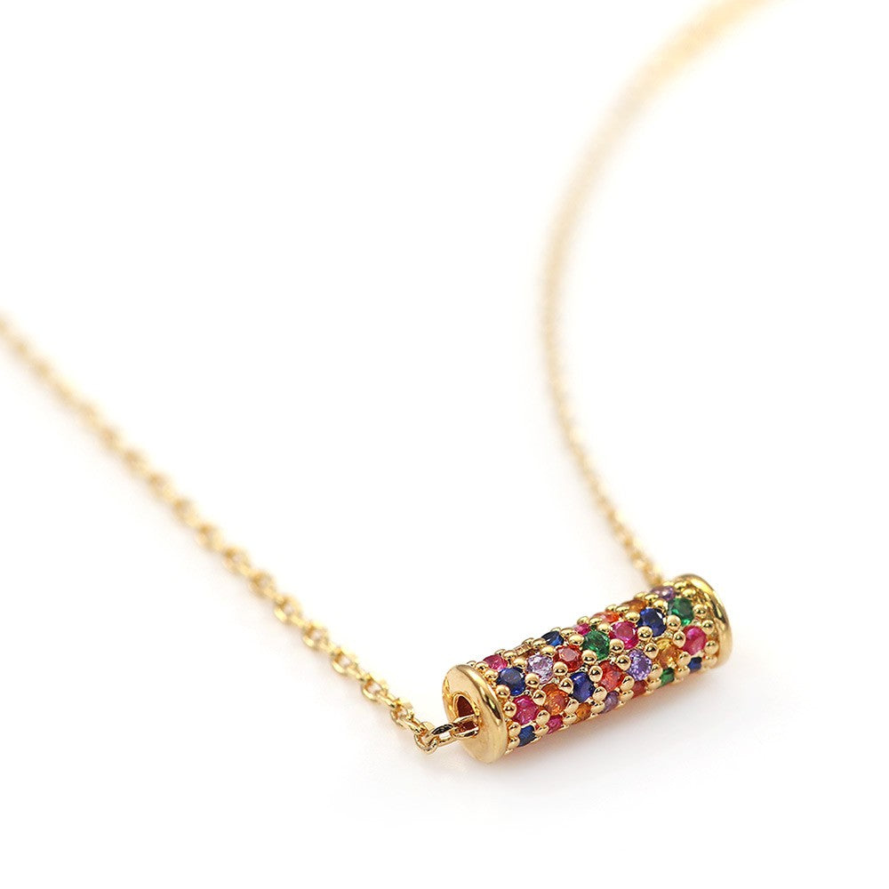 Limited Edition [Treasure Chest] Cute Necklace with Colorful Cubic Zirconia, Stylish Gold Finish