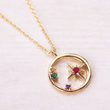 Limited Edition: [Treasure Chest] Romantic and cute necklace with a moon and colorful stars. Adorable, stylish, gold finish.