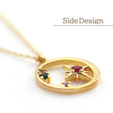Limited Edition: [Treasure Chest] Romantic and cute necklace with a moon and colorful stars. Adorable, stylish, gold finish.