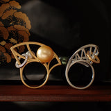 指輪 レディース 日本製 J-ENDAi 最高級 アコヤパール あこや 真珠 ゴールデンパール ダイヤモンド 17石 リング 指輪 K18 18金 日本の宝飾職人 J-遠大